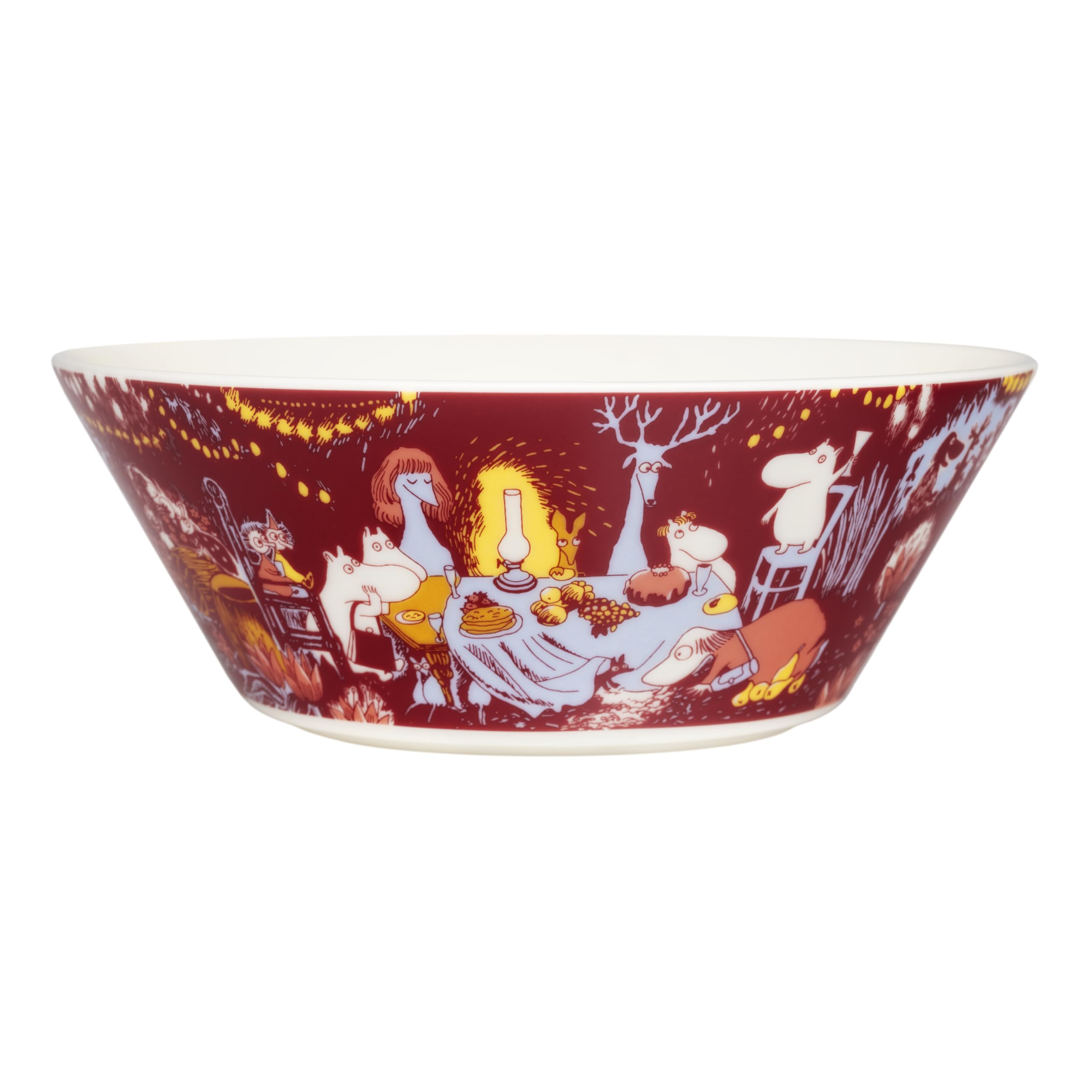 

[Officially Imported] Moomin Arabia Festive Moment Bowl, Red, Fuchsia, Yellow, Gray, White, Perfect for Home Parties, 15cm Diameter, 1079547
