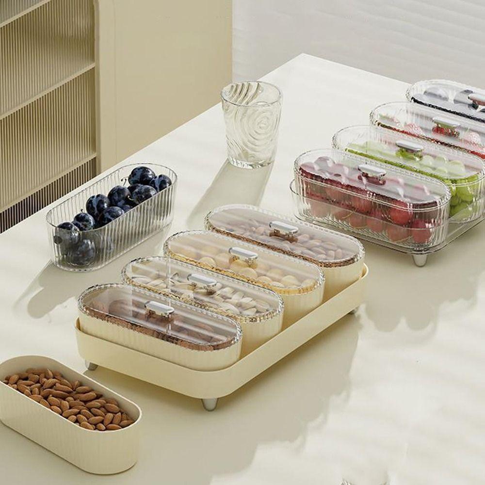 Dustproof Divided Serving Tray Moisture-proof Dessert Container Snack Dry Fruit Tray  Living Room