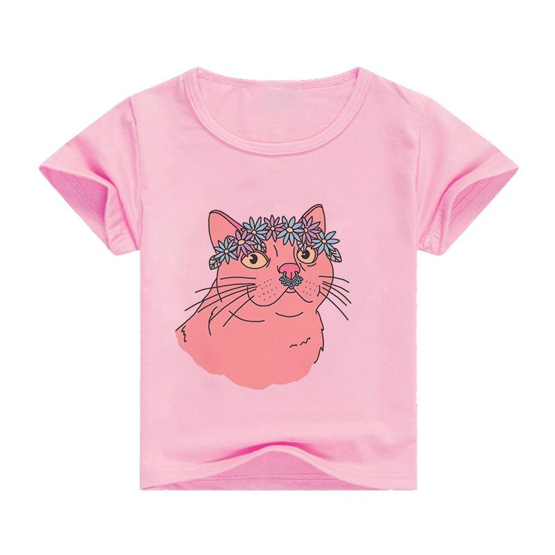 T-shirt per bambini Top Estate Stampa di cartoni animati Arcobaleno puro Moda a maniche corte Coniglio Simpatico Top multicolore di vendita caldo