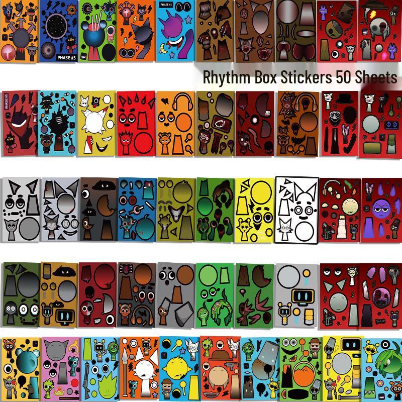 

Ритм-бокс Sprunki Игровые наклейки Сделай сам Развивающая игрушка Книга для детей