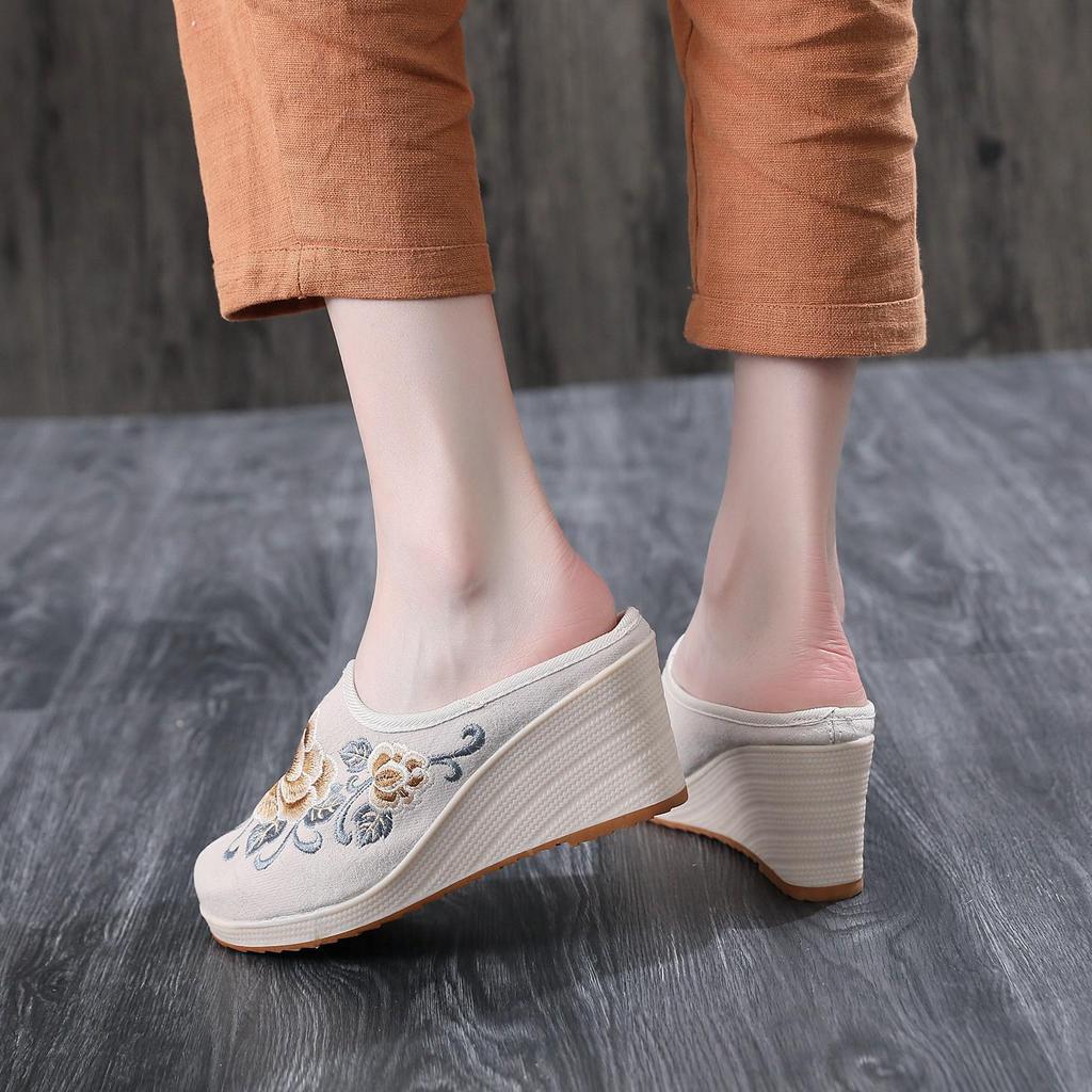 Tianxian 2020 Hanfu Ethnic Embroidered Jacquard High Heel Slippers