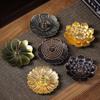 Alloy Incense Burner Stick Holder Buddhism Lotus Line Incense Plate Coil Base