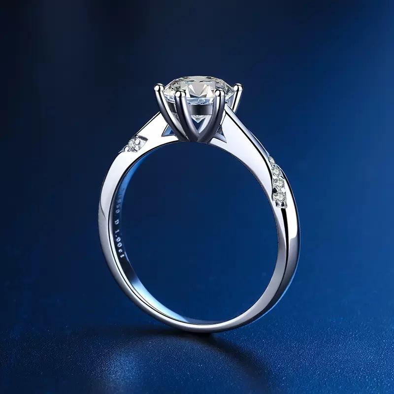 Imitation One-Carat Six-Claw Ring Female Classic Marriage Proposal Diamond Ring For Girlfriend