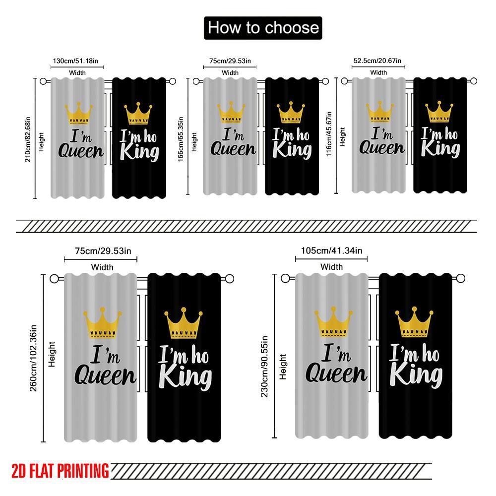 2pcs,2D plane printing Pattern Curtains King and Queen (38) Versatile Polyester (without rod) Decorations Inside Use for Study,