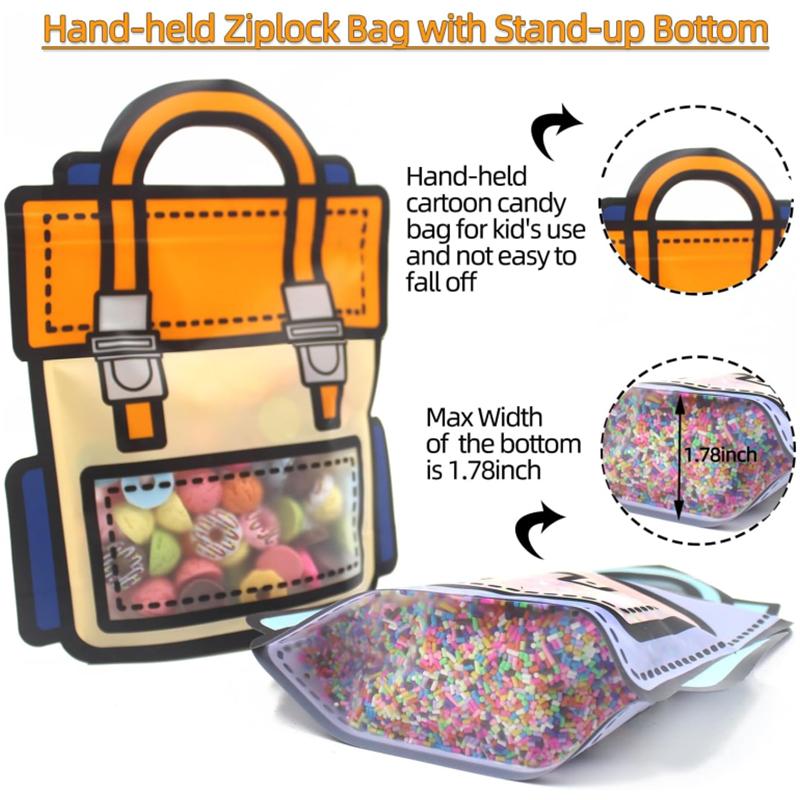 New 20-1PC Creative Gifts Packaging Bags Cartoon Back to School Bag Candy Snack Self-lock Bags Kids Birthday Party Decors Gifts