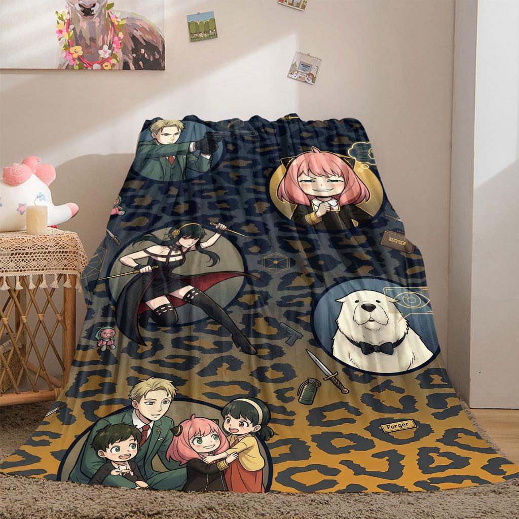 Spy x Family Anime Stil Flanelldecke, Lebendiger Druck für Bett und Stuhl, Warme Heimtextilie, Leicht für den Außenbereich_LIAN