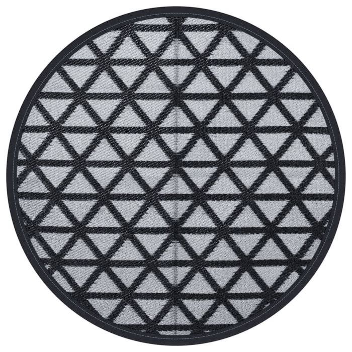 VidaXL Tapis d'extérieur noir Ø120 cm PP, tapis de jardin, tapis de sol, moquette de sol, carpette, tapis de patio, tapis 368462