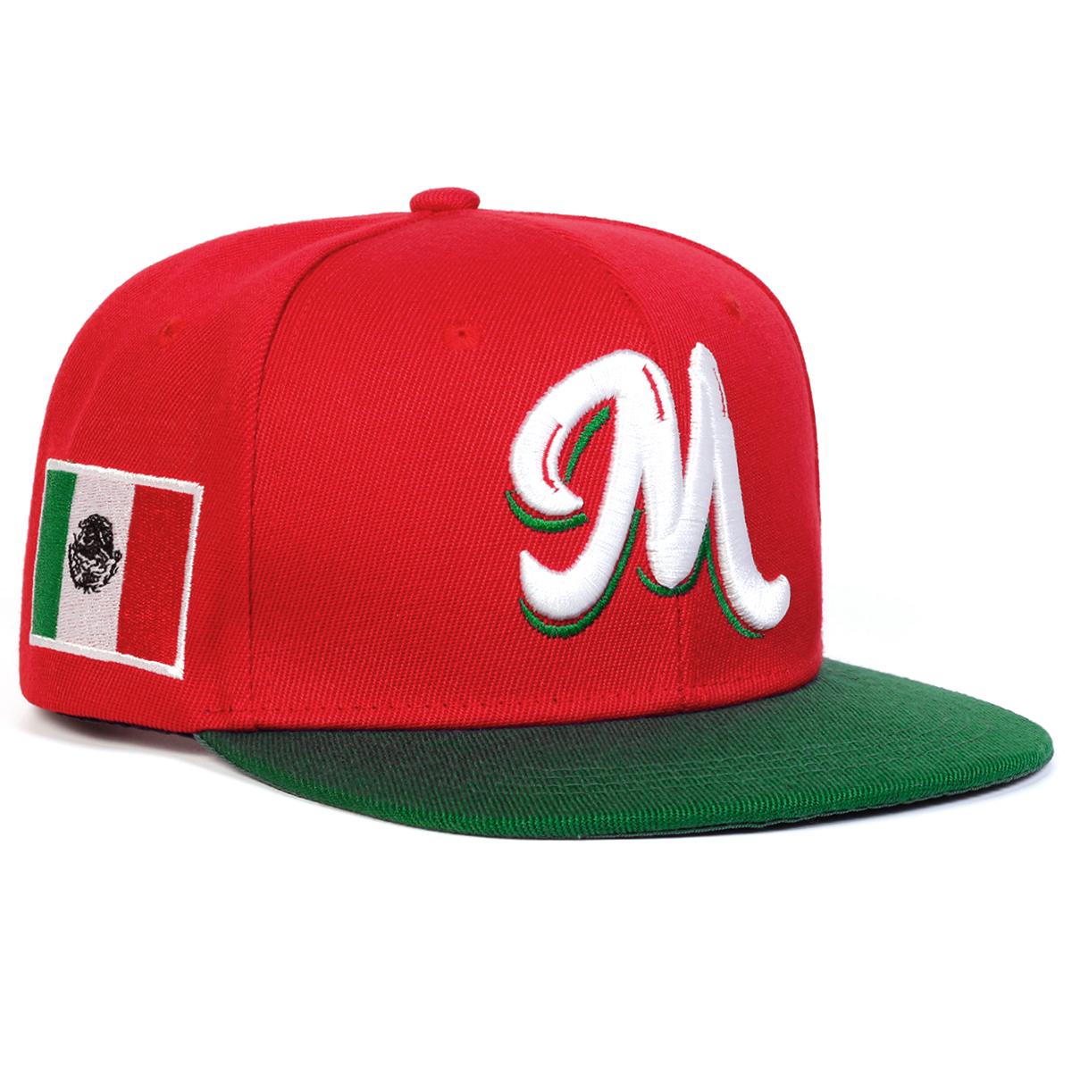 

Unisex M Mexican Flag Embroidery Flat Top Baseball Hat UV Protection Snapback Caps Spring Autumn Outdoor Leisure Hats Travel Accessories for Women Men зелений/червоний