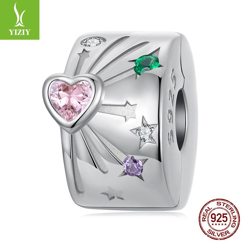 S925 Sterling Silver Bright Fireworks Silicone Buckle Positioning Buckle Diy Jewelry Bracelet Accessories Beads Cross-Border