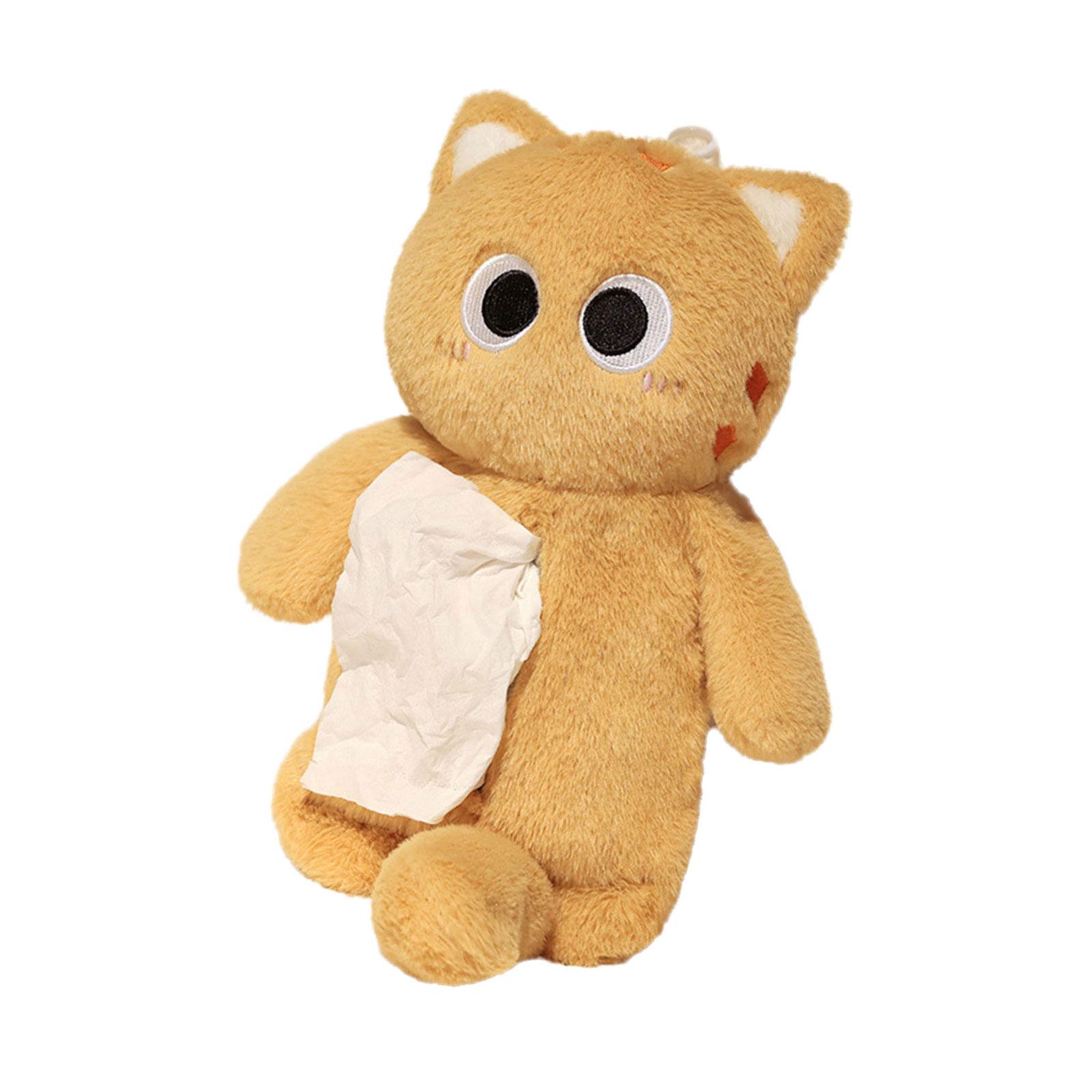 Элегантный плюшевый чехол для кошачьей коробки салфеток Практичный плюшевый чехол для кошачьей коробки салфеток с мягким прикосновением для различных помещений жёлтый