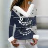 Women's Casual Long Sleeve V-Neck Halloween Print Top with Collar for Fall