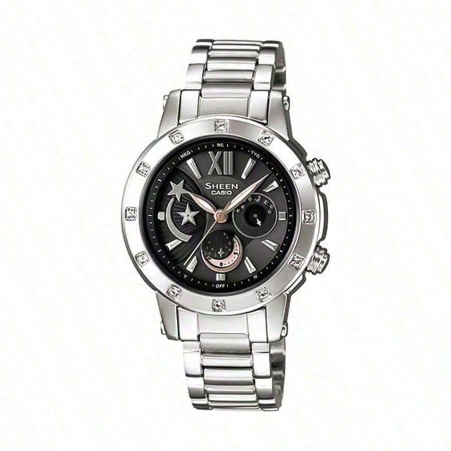 

Casio - Stainless Steel Strap Black Dial Women s Quartz Watch SHN-7502D-1ADR чёрный