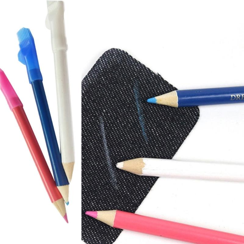 3 Pcs Fabric Marking Pencil with Brush Tailor Mark Pencil Sewing Chalk Pen Sewing Fabric Pencils