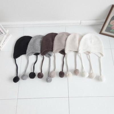 Women's Pastel Angora Pom Pom Beanie Soft Hat