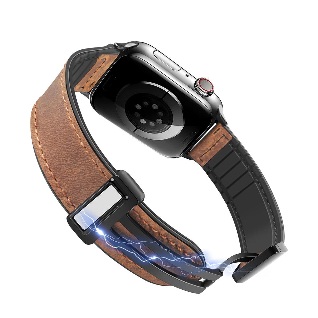 Magnetic Buckle Strap for Apple Watch Band Ultra2 49mm 45mm 44mm   42mm Silicone Leather Strap Bracelet IWatch Series 763 Se 8 9
