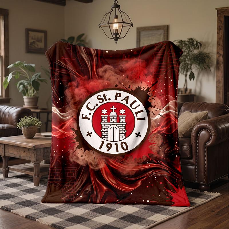 FC St. Pauli Football Print Flannel Blanket Soft Warm Sofa Bed Throw Blanket For Home Office Bedroom