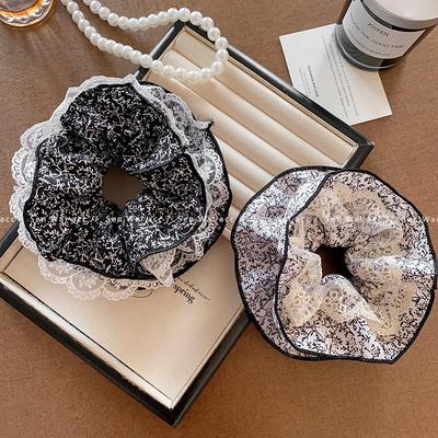 French Lace Floral Large Intestine Hair Band Femininity Senior Feeling Hair Rope Oversized Head Flower Summer Rubber Band Headband