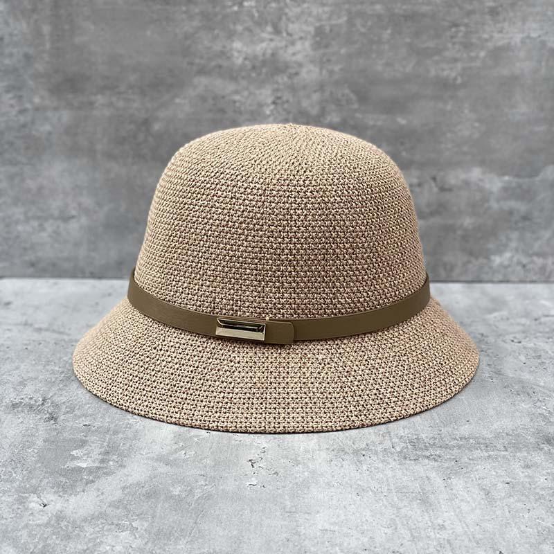 Japanese Woven Fabric Belt Dome Casual Retro Bucket Hat Travel Shade Breathable Basin Hat Summer Hat