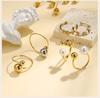 Waterproof Double Ball Open Ring for Women, Asymmetric Wrap Open Adjustable Ring, Stainless Steel Girlfriend Jewelry Gifts