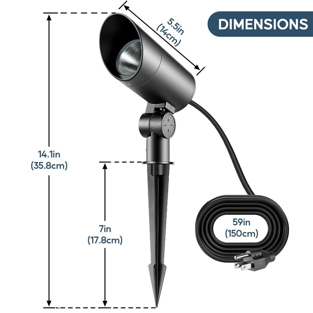 Waterproof Outdoor Tree Spotlight with Garden Ground Plug, Lawn Floodlight for Courtyard Landscapes
