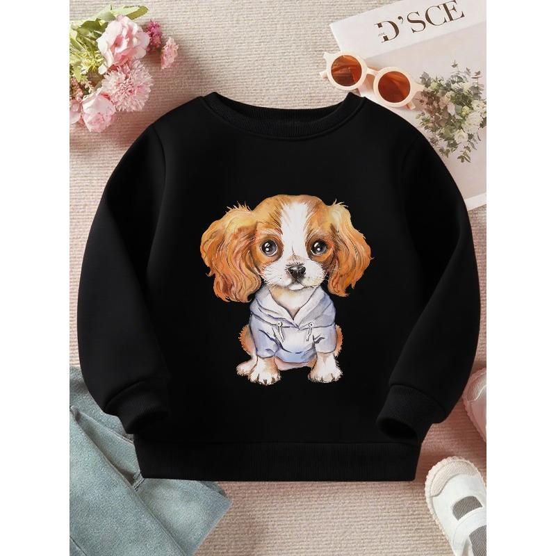 Kids Sweatshirt Watercolor Illustration Print Long Sleeve Crewneck Sweatshirt - Soft Casual Pullover Top , Fall Winter Clothing