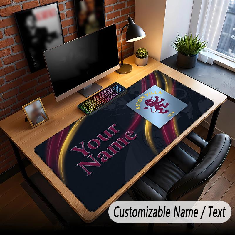 Large Mouse Pad Aston Villa Print Custom Name Text Desk Mat for Office Gaming