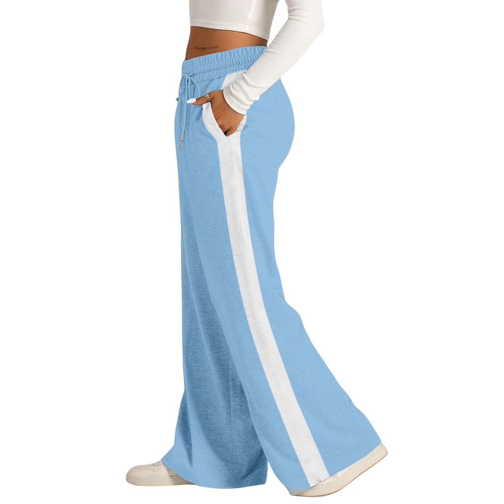 Women's Casual Fashion Solid Color Elastic Waist Drawstring Workwear Wide Leg Pants With Pockets