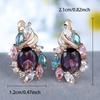 Elegante ovale Ohrringe mit lila Zirkonia, für Frauen, luxuriös, goldfarben, für Hochzeiten, Brautschmuck