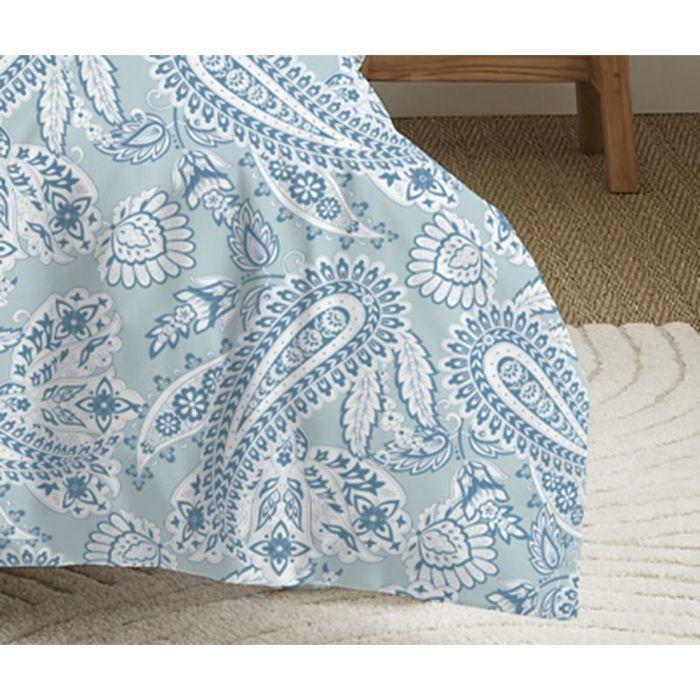 Pack complet housse de couette réversible pour lit 140 x 190 cm Cachemire bleu
