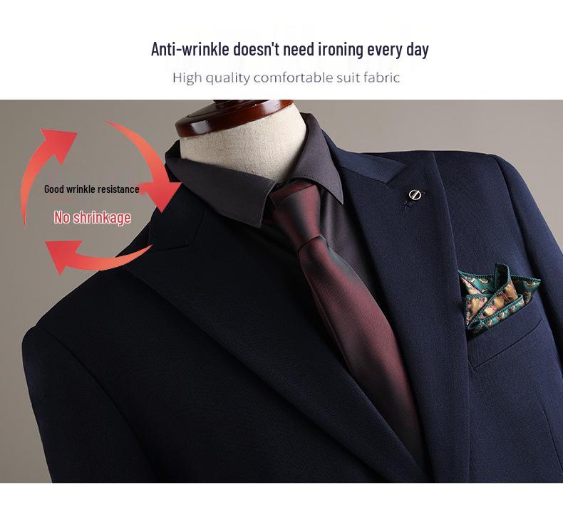 Premium British Two-Button Men's Three-Piece Suit: Solid Color, Western Style, Formal Business Wear
