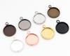 Brass Material 20pcs/lot 10mm 12mm Inner Size  8 Colors Plated One Loops Style Cabochon Base Cameo Setting Charms Pendant Tray