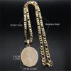 Oval Pendant Necklace for Women and Men Gold Plated Stainless Steel Clavicle Chain Adjustable Neckchain Catholic Jewelry