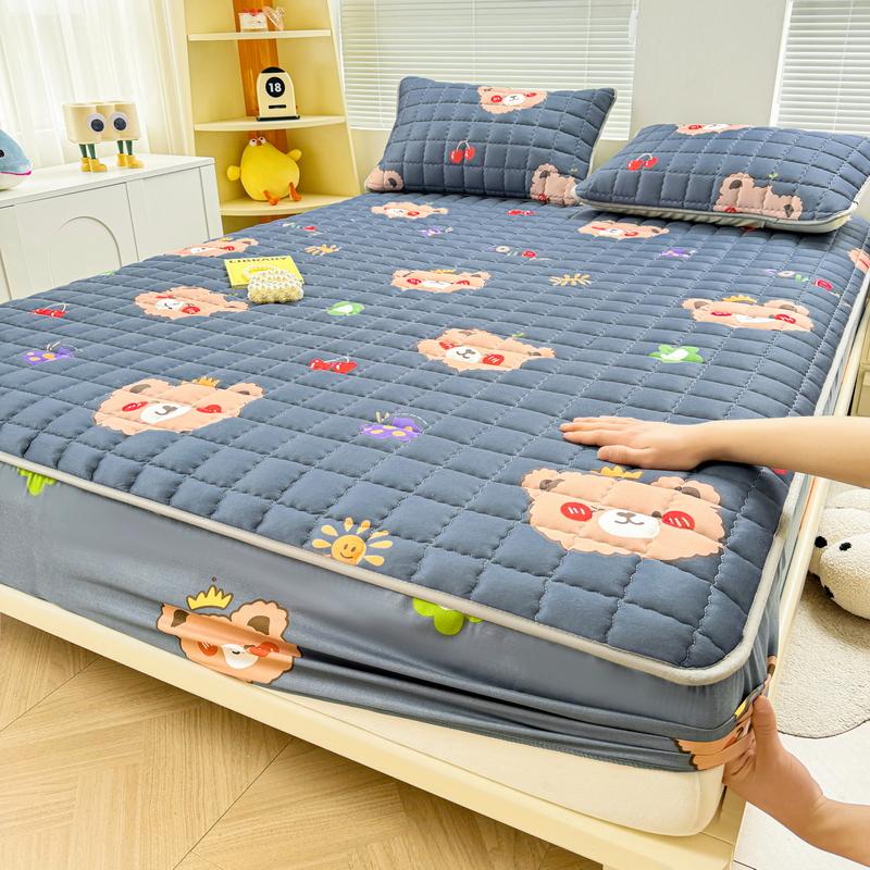 Thick Mattress Cover Cartoon Style Bedspread Quilted Bed Cover for Home Adults Kids Bed Linen fundas de colchón (No Pillowcase)