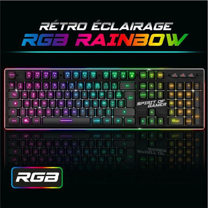 Pack gamer - spirit of gamer - mk600 - clavier souris sans fil - rétroéclairage rgb - azerty fr