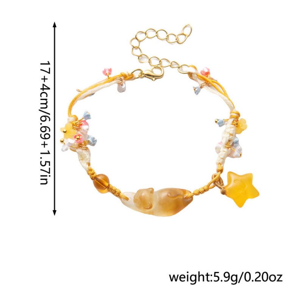New hand woven Fat Orange Cat Bracelet Fashion Osmanthus Couple Hand Rope Jewelry Accessories Chinese Handmade Bracelet 21cm