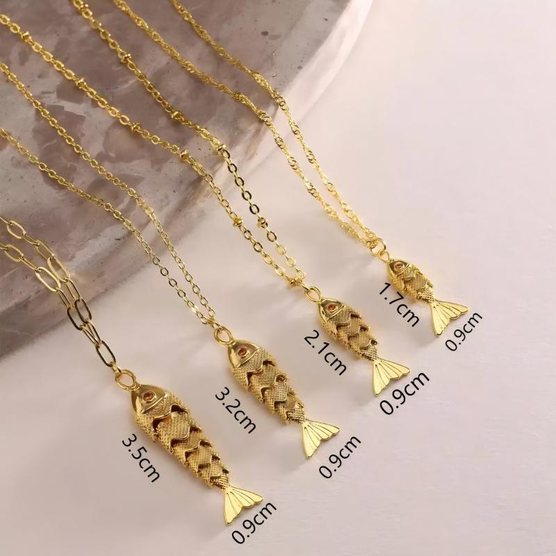 Retro Fisch Koi Personalisierte Leichter Luxus Edelstahl Anhänger Halskette Für Frauen Choker Accessoires Unisex Party Geschenk