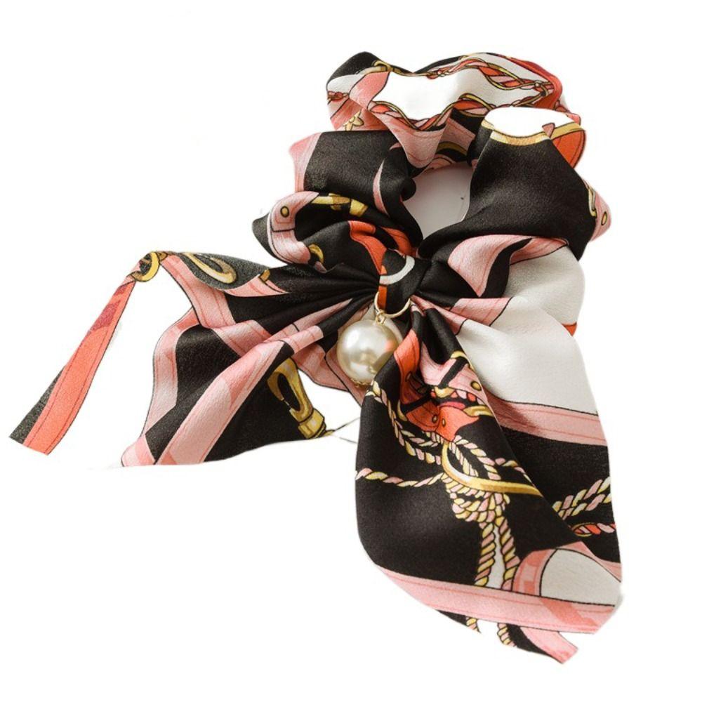 Bowknot Hair Tie Chiffon Pearl Headwear Fashion Hair Accessories