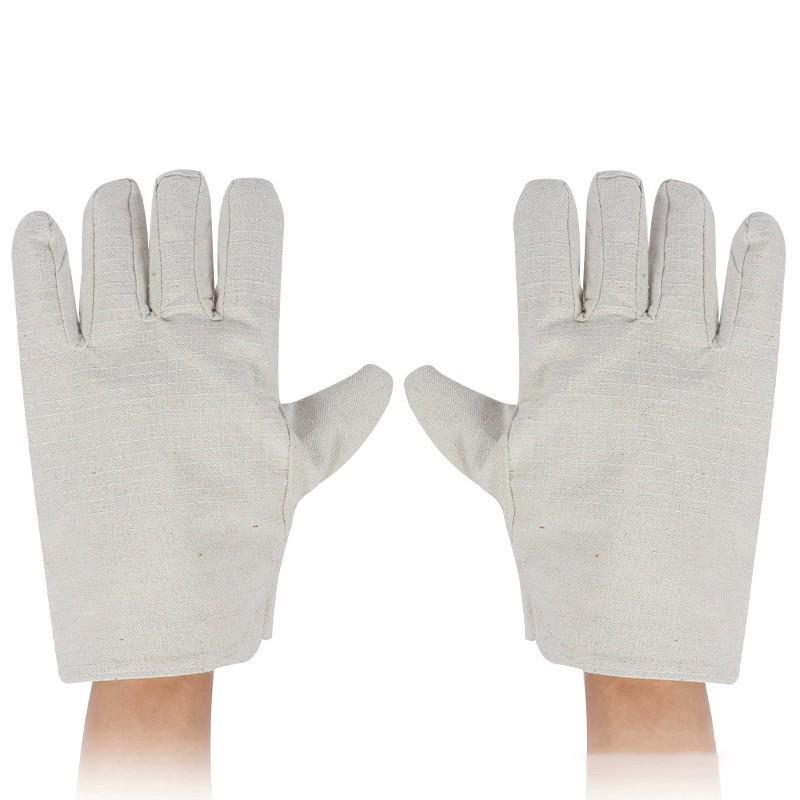 Thickened Anti-slip Canvas Welding Gloves - White Shell, Wear-resistant for Work & Handling