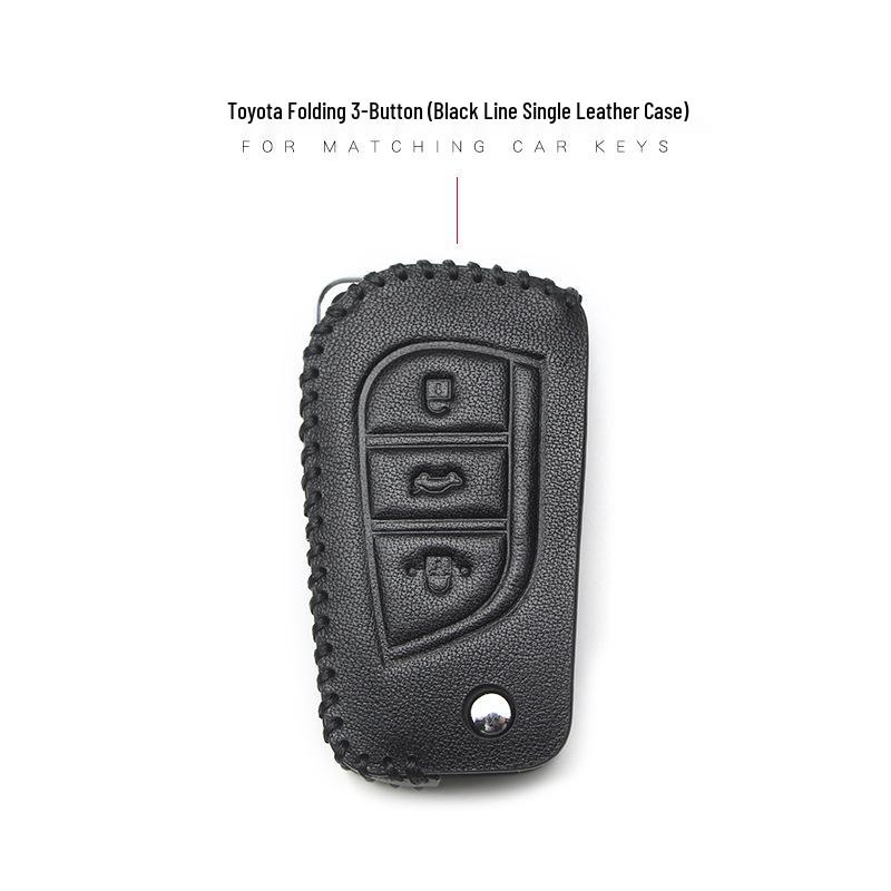 Leather Car Key Cover for 2017 Toyota Models: Corolla, Camry, Crown, Levin, Reiz, RAV4, Highlander
