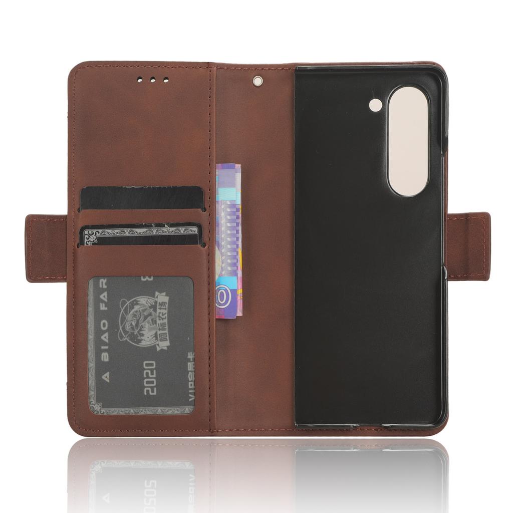 For Samsung Galaxy Z Fold5 5G Multiple Card Slot Phone Case PU Leather+PC Wallet Stand Cover with Pen Holder
