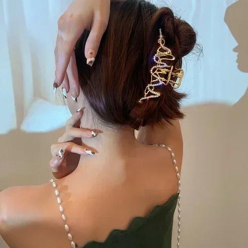 Bling Rhinestone Summer Fashion Metal Crab Clip Girl Shiny Crystal Hair Accessories Gentle Temperament Lady Creative Gifts Decor