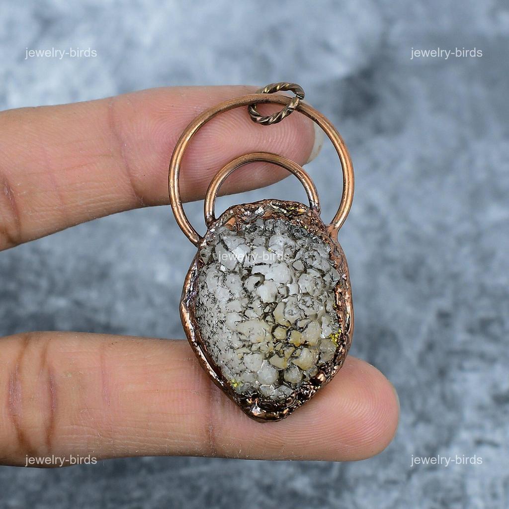 Fancy Natural Pyrite Druzy Copper Electroformed Wife Gift New Pendant Jewelry VP-26