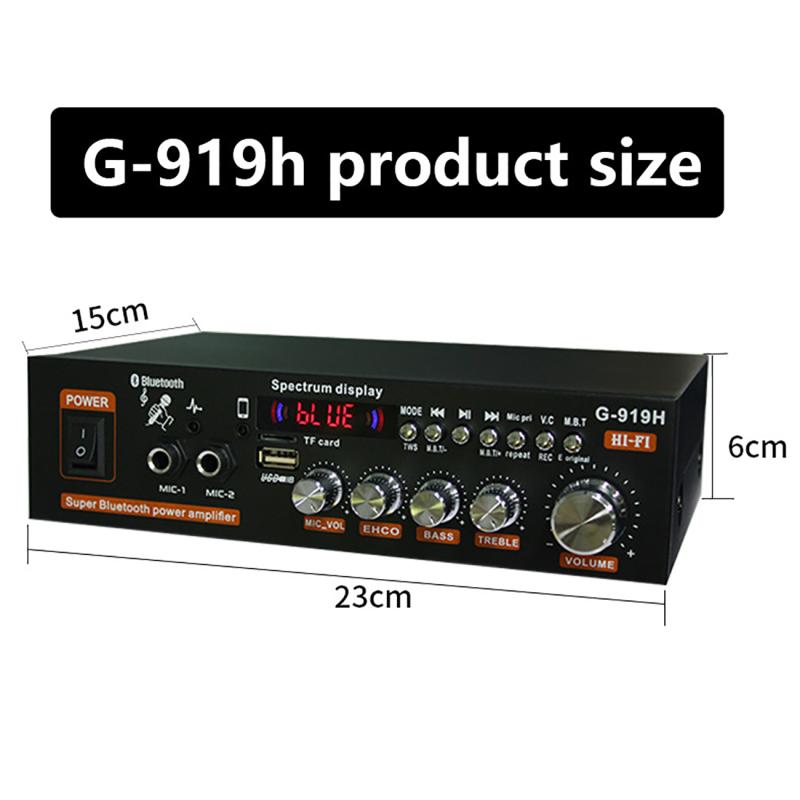 G919H 1000W Heim-Auto-Leistungsverstärker 2 Kanal Bluetooth Surround Sound FM USB Fernbedienung Mini HIFI Digitaler Stereo-Verstärker