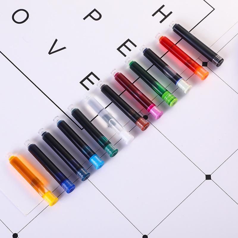 Universal Fountain Pen Ink Cartridges - 3.4mm Large Diameter, Colored Ink for Primary School, Replacement Pack