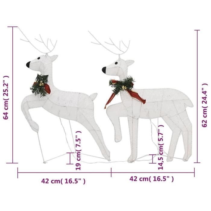 VidaXL 2x Christmas Reindeer Lighted Reindeer Holiday Decoration Christmas Ornament Party Decoration Home Interior White 342685