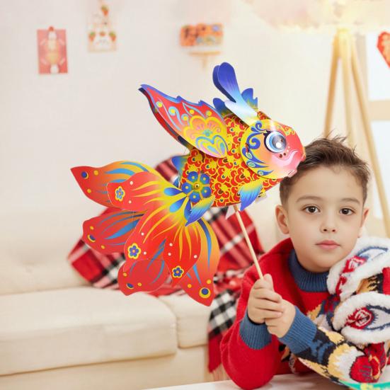 DIY Sada materiálu na lampion Kreslený design zlaté rybky Tradiční dekorace na Svátek středu podzimu Dekor čínské kultury