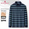 MONTAGUT Men's Striped Long-Sleeve Polo Shirt