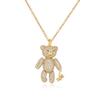 Copper Inlaid Zircon Bear Pendant Necklace, Exquisite and Cute Fashion Accessories Gift.