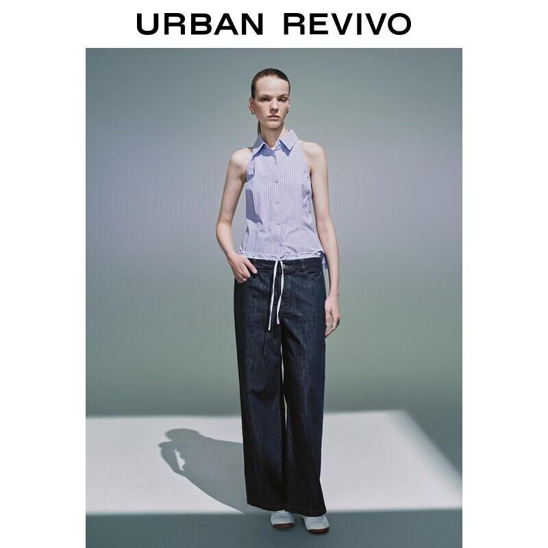 UR2026 Women's Urban Patchwork Drawstring Denim Jeans
