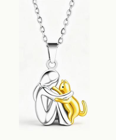 Cute Girl and Dog Necklace Lovely Women Jewelry